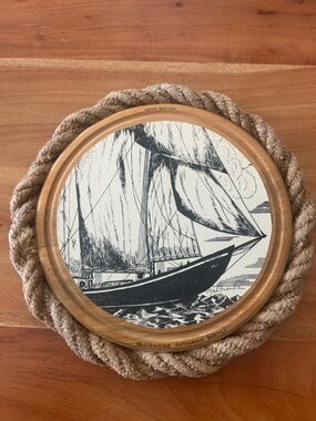 Nautical Port Hole Scene by Artist Lloyd G Nowlan of Bluenose Schooner